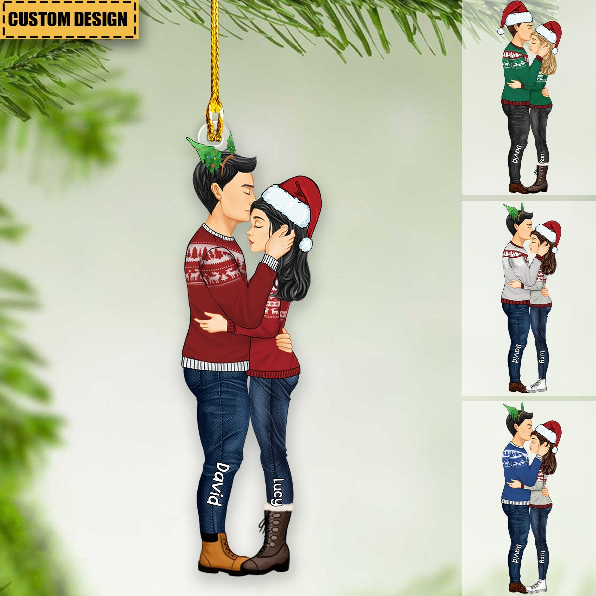 Personalized Hugging Couple Christmas Ornament - Gift For Couples