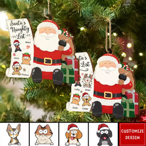 2024 New Release Santa's Naughty List Funny Christmas Cartoon Dogs Cats - Personalized Wooden Ornament