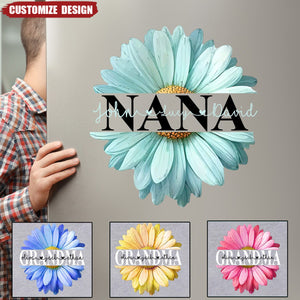 Mom Grandma Flower Daisy Color And Kids Personalized Decal Sticker