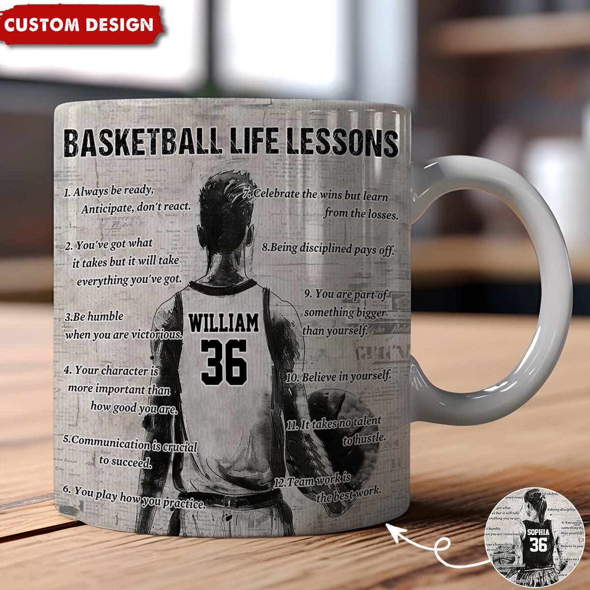 Personalized Basketball Boy Girl Life Lessons Mug-Gift For Basketball Lovers