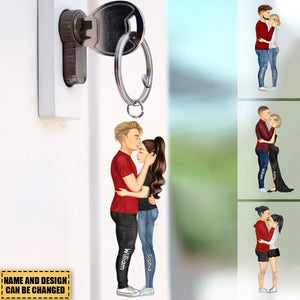 Personalized Hugging Couple Keychain - Gift For Couple - V2