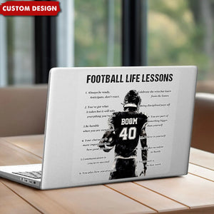 Personalized American Football Life Lessons Decal - Gift For American Football Lovers