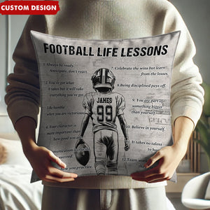 Personalized Kid Football Life Lessons Pillow-Gift For Young Football Lovers