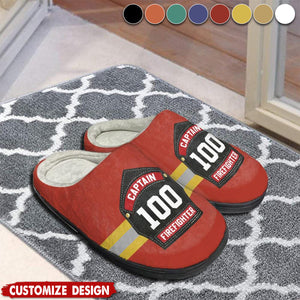 Custom Fire Helmet Shields Personalized Plush Slippers With Firefighter Theme