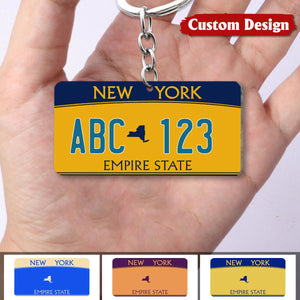 New York Custom License Plates - Personalized Text & Background Acrylic Keychain