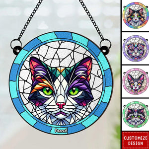 Custom Cat Memorial Personalized Window Hanging Suncatcher Ornament