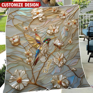 Stained Glass Hummingbird Personalized Blanket - Gift For Bird Lovers