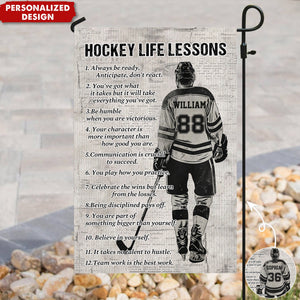 Hockey Life Lessons–Personalized Garden Flag-Gift For Hockey Lovers,Hockey Girls