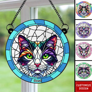 Custom Cat Memorial Personalized Window Hanging Suncatcher Ornament