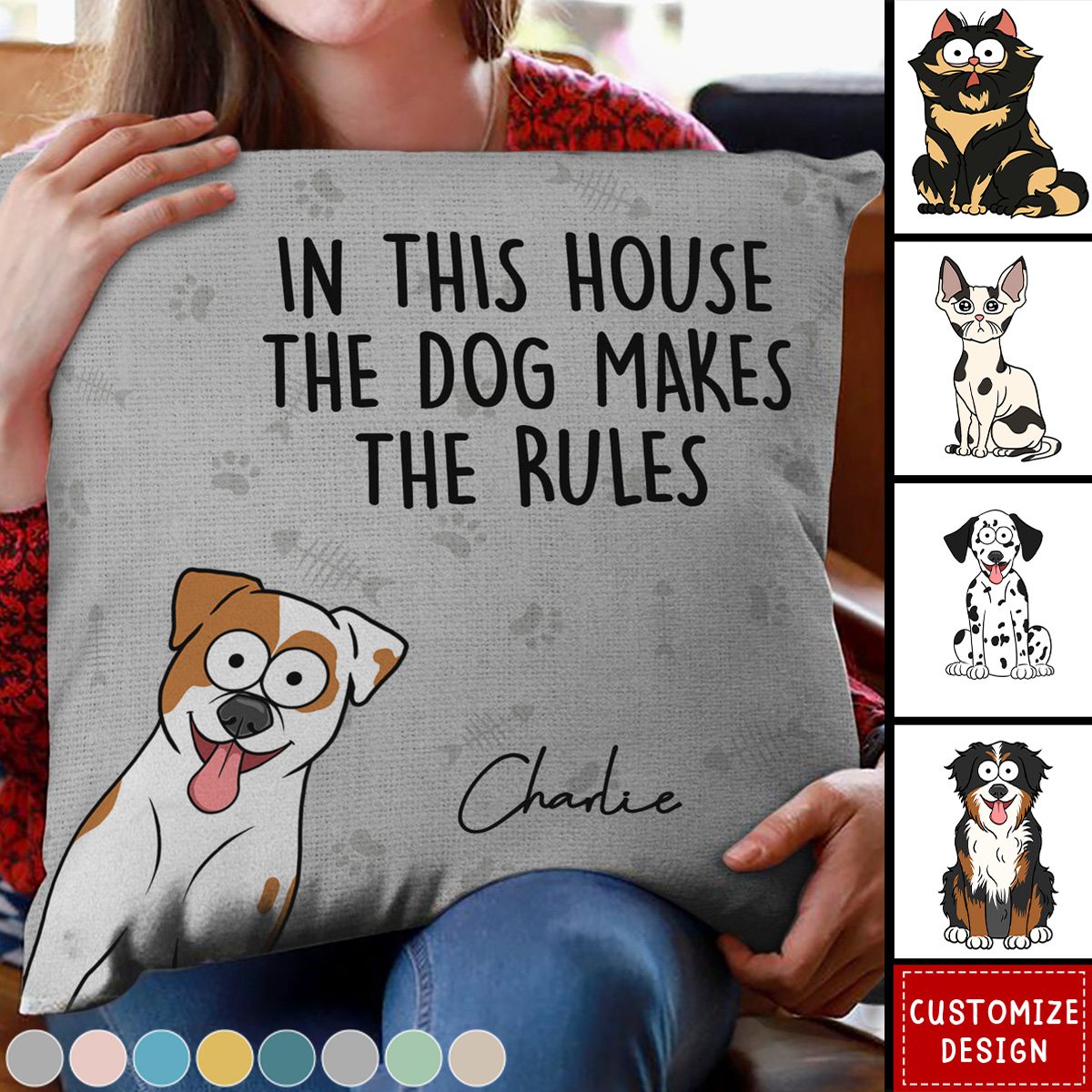 We Rule The House Dog Cat Version - Home Decor, Birthday, Funny, Housewarming Gift For Pet Lovers, Dog Lovers, Cat Lovers - Personalized Pillow