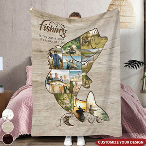 Fishing Is A Way Of Life - Fishing Photo Collage Personalized Blanket - Gift For Fishing Lovers