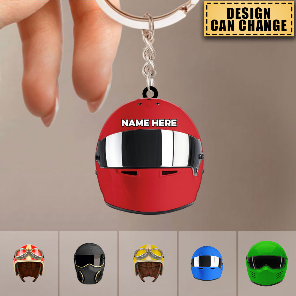 Personalized Drag Racing Helmet Keychain Gift For Racing Lover