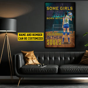 Some Girls Are Just Born With Volleyball-Personalized Funny Volleyball Poster-Gift For Volleyball Lovers