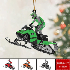 Personalized Snowmobile Acrylic Christmas Ornament - Gift For Snowmobile Lovers