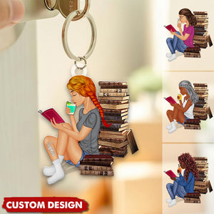 Just A Girl Who Loves Books - Reading Girl - Personalized Acrylic Keychain - Gift For Book Lovers