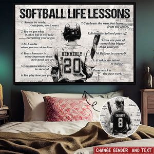 New Release - Personalized Softball Life Lessons Poster- Gift For Softball Lovers