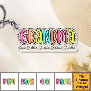 Gift For Grandma With Kids Name - Personalized Acrylic Keychain