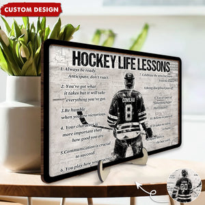 Personalized Hockey Life Lesson 2-Layered Wooden Plaque - Gift For Hockey Lovers