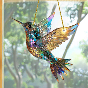 Hummingbird Suncatcher Colorful Window Hanging - Gift For Bird Lovers