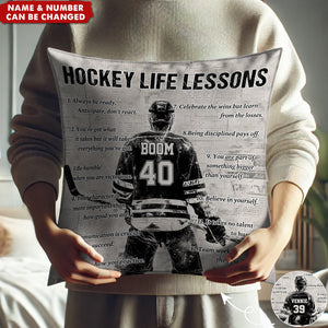 Personalized Hockey Life Lessons Pillow-Gift For Hockey Lovers