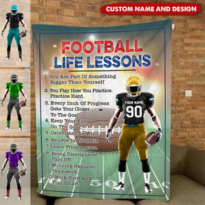 American Football Life Lessons Custom Blanket Gift For Football Player Football Lovers