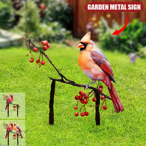 Cardinals Garden Metal Sign with Stake - Memorial Gift