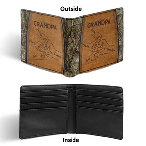 Grandpa Dad Fist Bump Camouflage Personalized Men’s Wallet