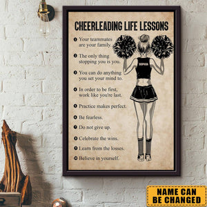 Personalized Cheerleading Life Lessons Girl Motivational  Poster-Gift For Cheerleading Lovers