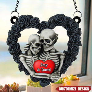 Skeleton Couple Personalized Window Hanging Suncatcher Ornament