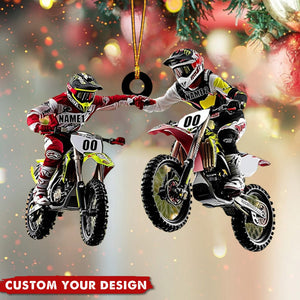 Personalized Couple Motocross Christmas Ornaments Gift for Biker Lovers - 2024 New Release