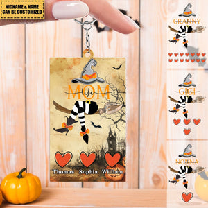 Personalized Grandma Life Witch With Grandkids Halloween Acrylic Keychain