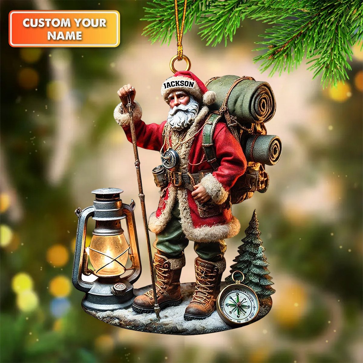 Personalized Hiking Santa Ornament-Gifts For Adventurers,Hiking Lovers-2024 New Release