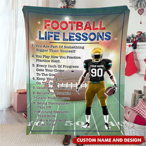 American Football Life Lessons Custom Blanket Gift For Football Player Football Lovers