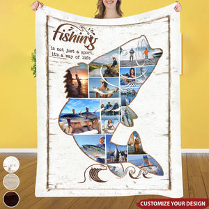 Fishing Is A Way Of Life - Fishing Photo Collage Personalized Blanket - Gift For Fishing Lovers