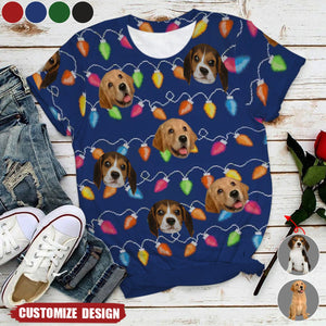 2024 New Release It's The Most Beautiful Time Of The Year - Dog & Cat Personalized Photo All Short Sleeve Sweater