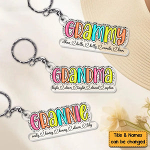 Gift For Grandma With Kids Name - Personalized Acrylic Keychain