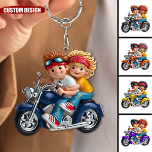 Personalized Motorcycle Couple Acrylic Keychain-Gift For Couple