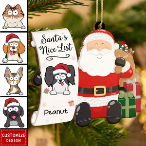 2024 New Release Santa's Naughty List Funny Christmas Cartoon Dogs Cats - Personalized Wooden Ornament