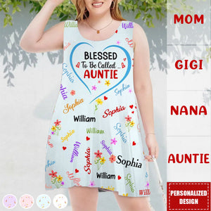 Blessed To Be Called Grandma Nana - Personalized Sleeveless Tank Dress