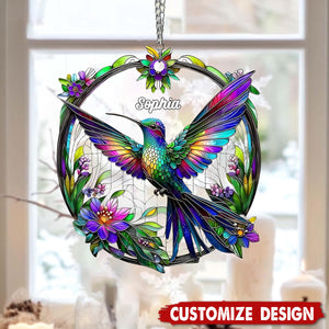 Personalized Beatiful Hummingbird Suncatcher Ornament , Gift For Bird Lovers