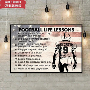 Football Life Lessons - Personalized Poster, Gift for Football Players