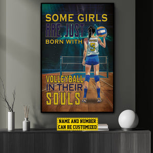 Some Girls Are Just Born With Volleyball-Personalized Funny Volleyball Poster-Gift For Volleyball Lovers