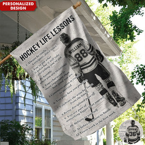 Hockey Life Lessons–Personalized Garden Flag-Gift For Hockey Lovers,Hockey Girls