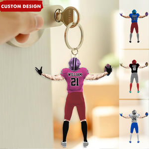 Personalized Football Player Acrylic Keychain - Gift For Football Lovers