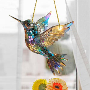 Hummingbird Suncatcher Colorful Window Hanging - Gift For Bird Lovers