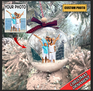 Custom Photo Christmas Ball Ornament, Personalized Christmas Gifts