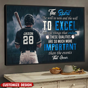 The Spirit The Will To Win - Personalized Baseball Poster - Gift For Baseball Lovers