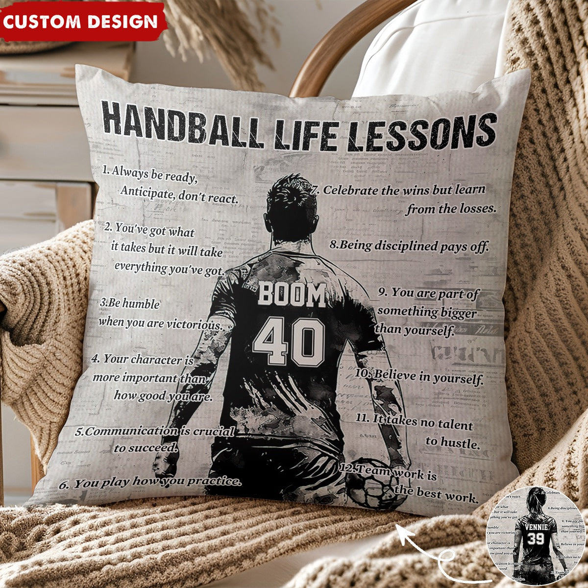 Personalized Handball Life Lessons Pillow-Gift For Handball Lovers