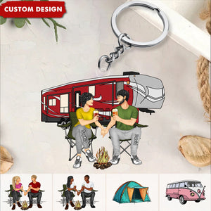 New Release-Camping Couple Making Memories One Campsite At A Time Personalized Keychain-Gift For Couple