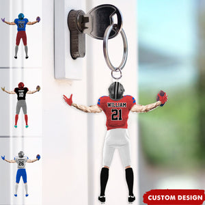 Personalized Football Player Acrylic Keychain - Gift For Football Lovers